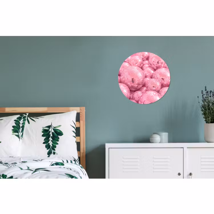 Alu-Dibond-Bild Rund - Rosa Discokugeln — 5