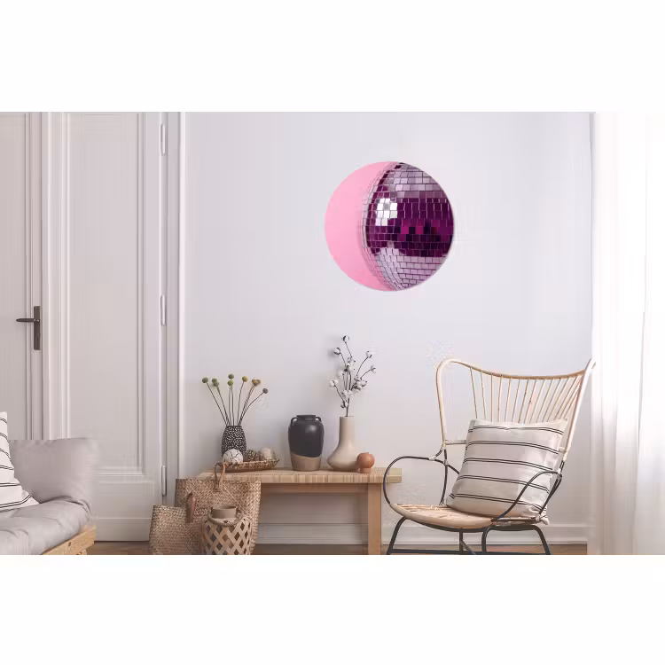 Alu-Dibond-Bild Rund - Spiegelkugel – Silber – Modern — 2
