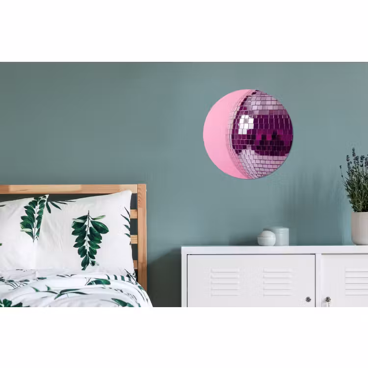 Alu-Dibond-Bild Rund - Spiegelkugel – Silber – Modern — 5