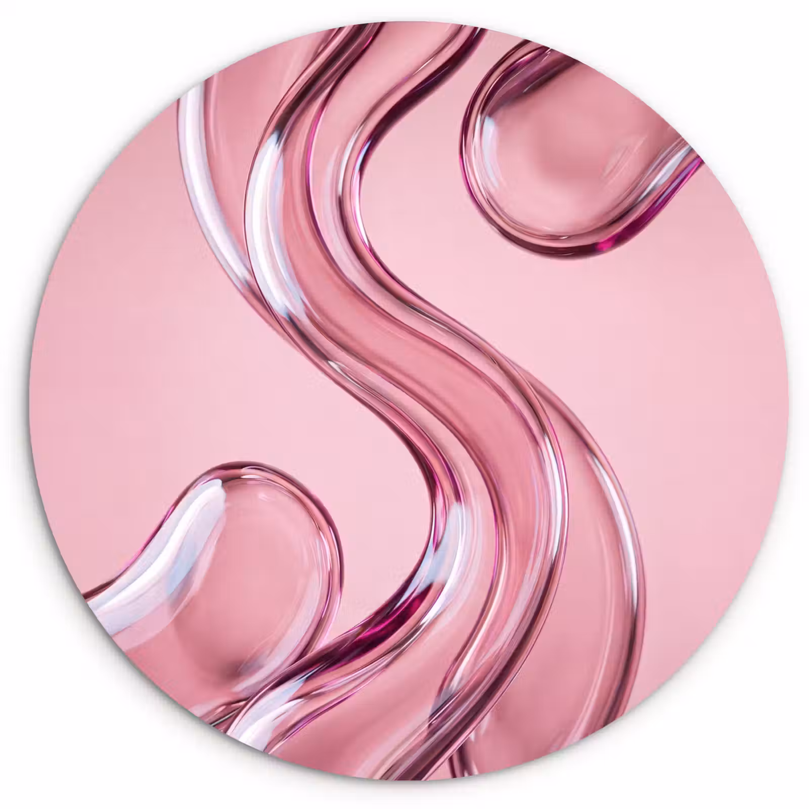 Glasbild Rund - Form – Abstrakt – Rosa — 1