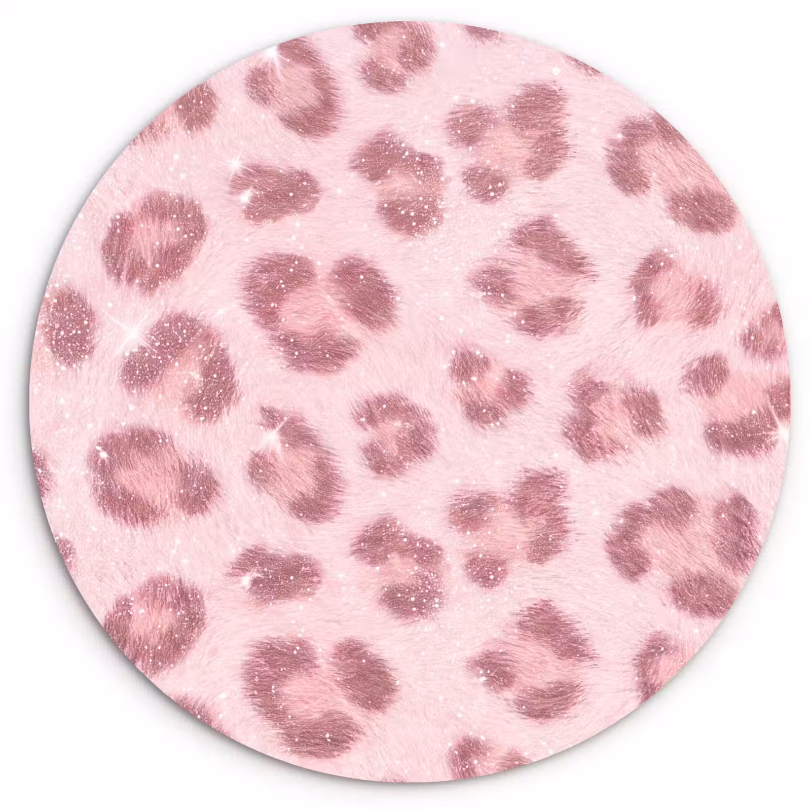 Glasbild Rund - Rosa Tiermuster – Glitzer — 1