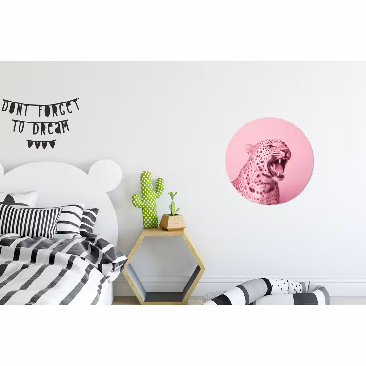 Alu-Dibond-Bild Rund - Rosa Katze – Modern — 4