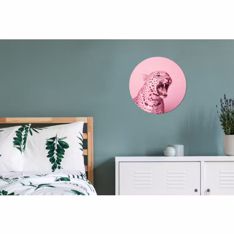 Alu-Dibond-Bild Rund - Rosa Katze – Modern — 5