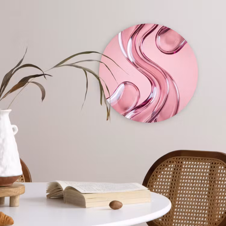 Glasbild Rund - Form – Abstrakt – Rosa — 4