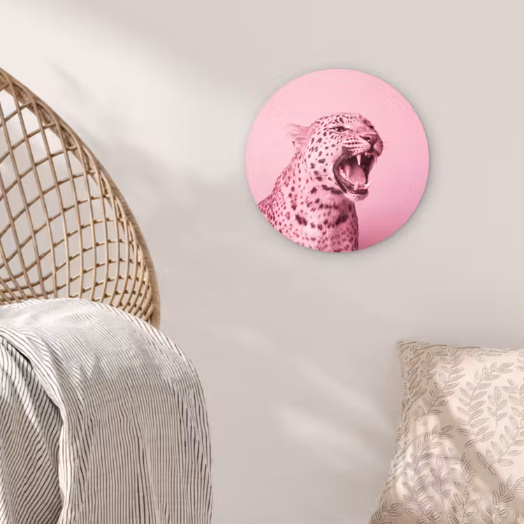 Glasbild Rund - Rosa Katze – Modern — 5