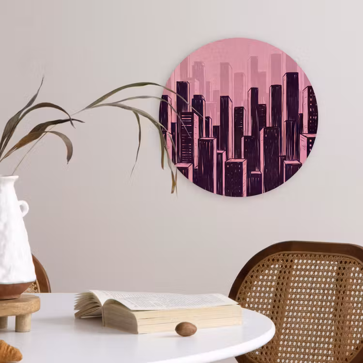 Glasbild Rund - Stadt – Abstrakt – Rosa — 4