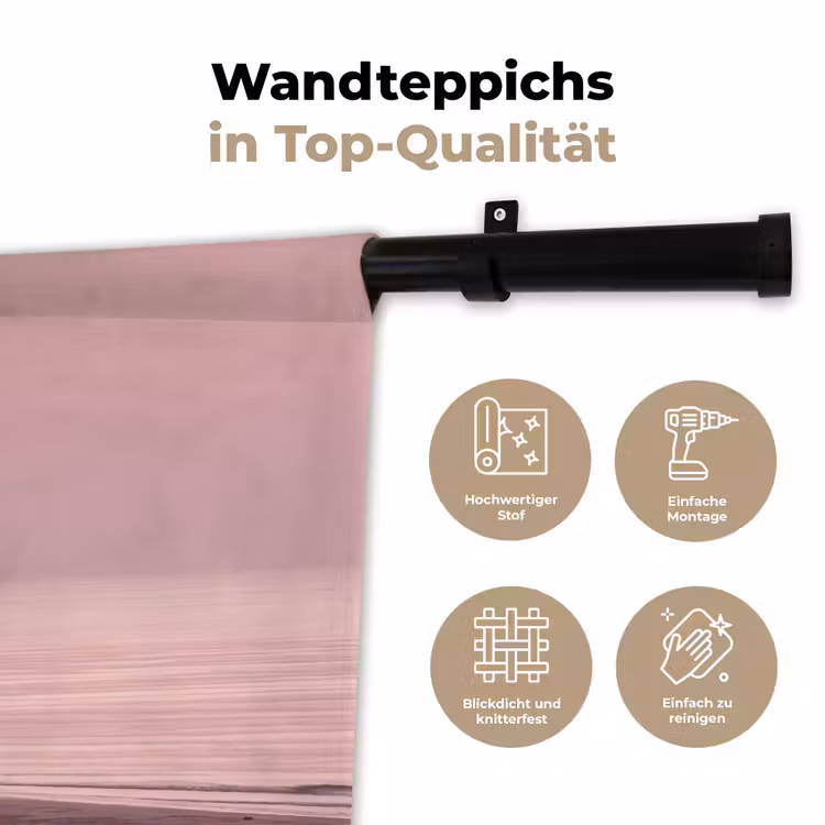 Wandteppich - Rosa Sonnenuntergang – Strand — 7