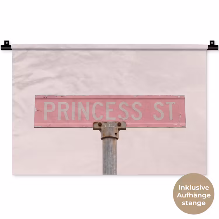 Wandteppich - Rosa Straßenschild – Stadt — 9