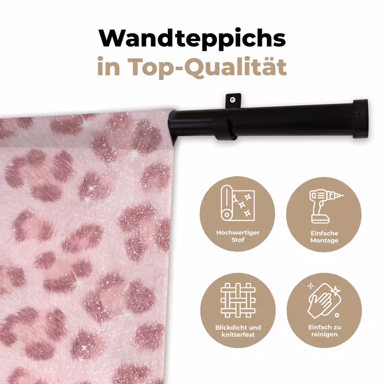 Wandteppich - Rosa Tiermuster – Glitzer — 7