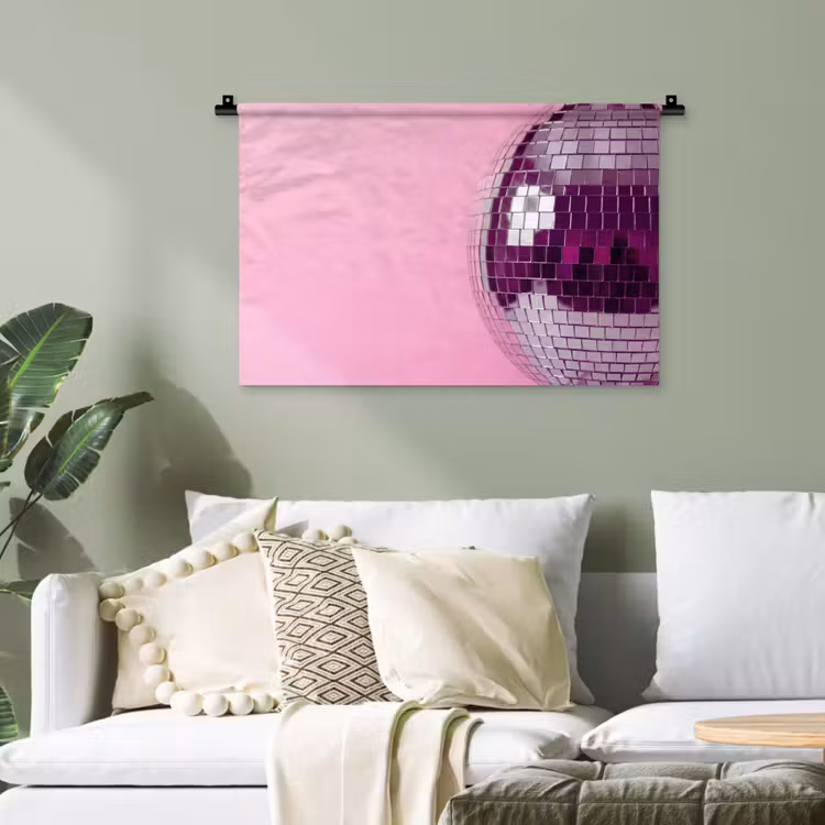 Wandteppich - Spiegelkugel – Silber – Modern — 4