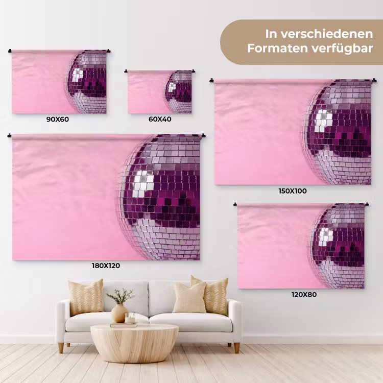 Wandteppich - Spiegelkugel – Silber – Modern — 8