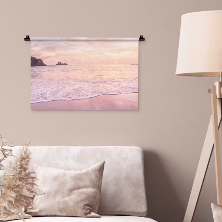 Wandteppich - Strand – Sonnenuntergang – Rosa — 2