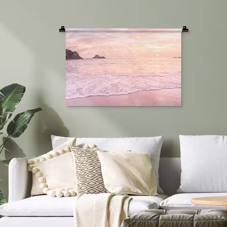 Wandteppich - Strand – Sonnenuntergang – Rosa — 4