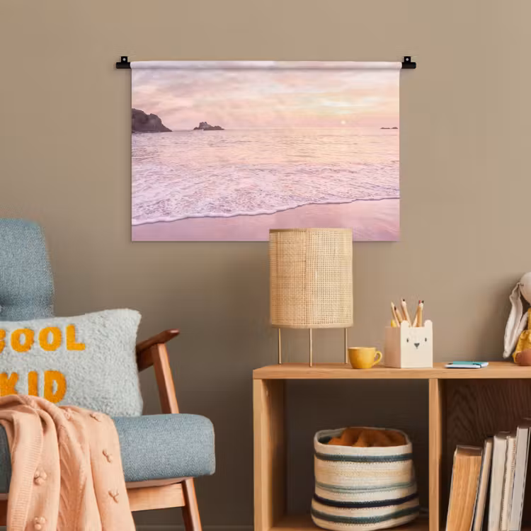 Wandteppich - Strand – Sonnenuntergang – Rosa — 5