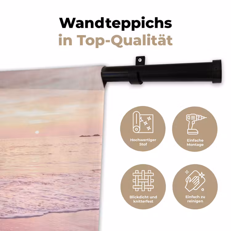 Wandteppich - Strand – Sonnenuntergang – Rosa — 7