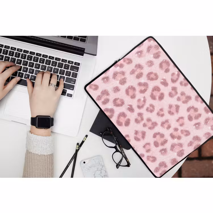Laptop hülle - Rosa Tiermuster – Glitzer — 3