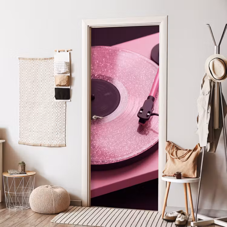 Türtapete - Plattenspieler – Rosa – Musik — 7