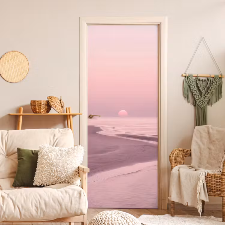Türtapete - Rosa Sonnenuntergang – Strand — 3