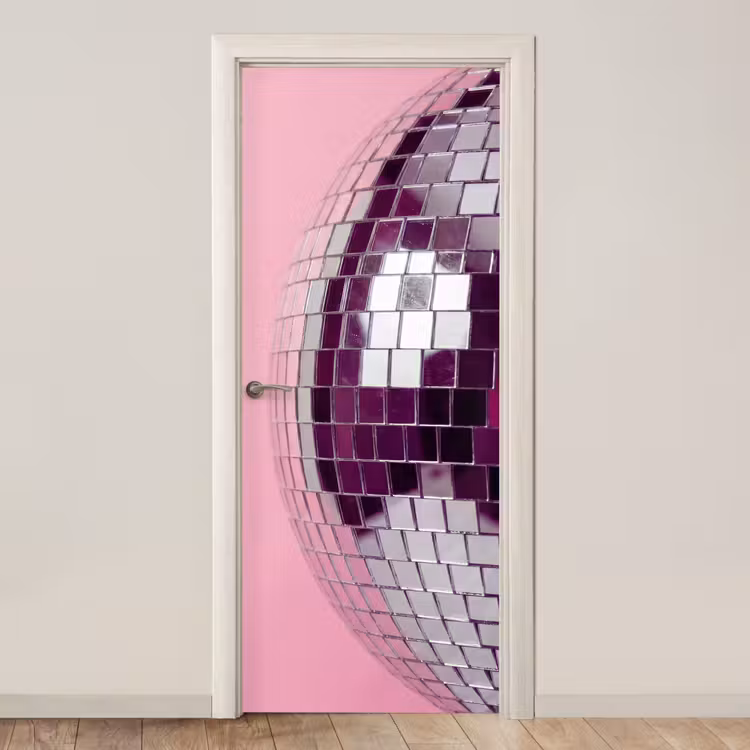 Türtapete - Spiegelkugel – Silber – Modern — 1