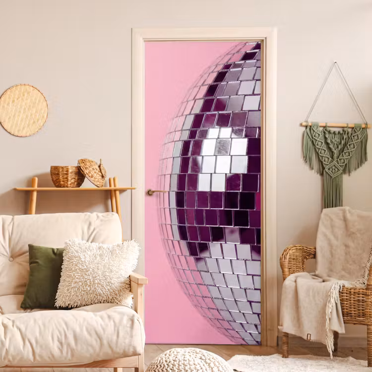 Türtapete - Spiegelkugel – Silber – Modern — 3