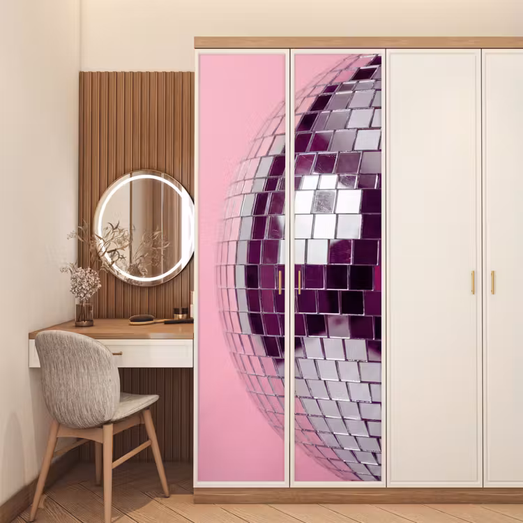 Türtapete - Spiegelkugel – Silber – Modern — 4