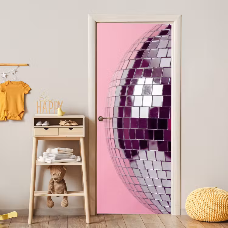Türtapete - Spiegelkugel – Silber – Modern — 5