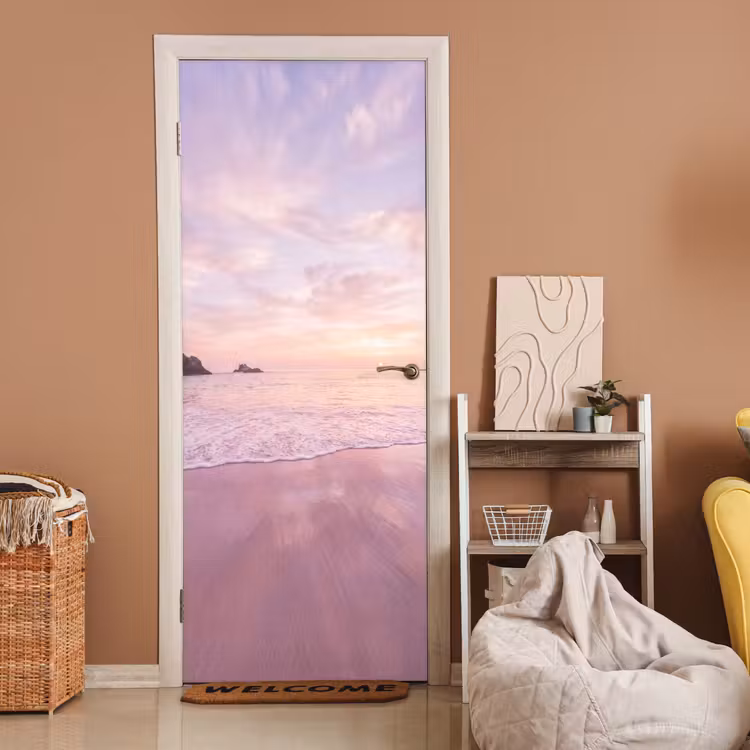 Türtapete - Strand – Sonnenuntergang – Rosa — 2