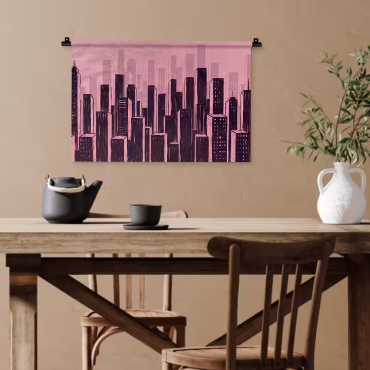 Wandteppich - Stadt – Abstrakt – Rosa — 3