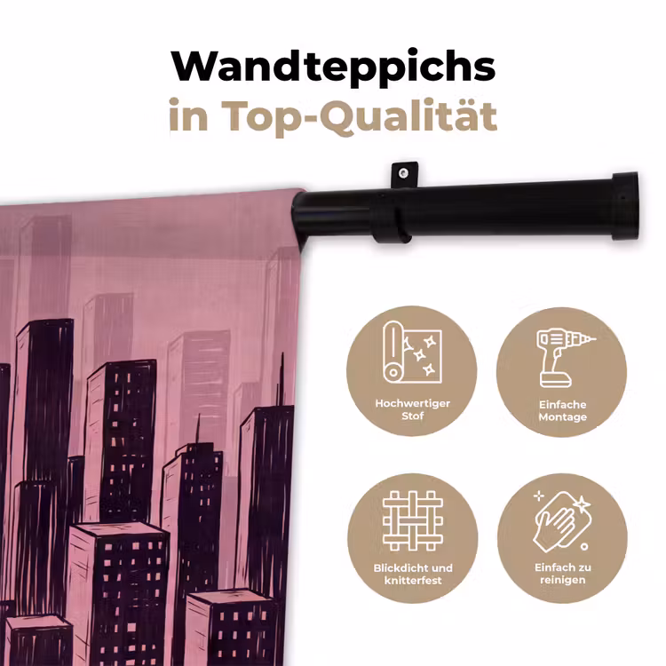 Wandteppich - Stadt – Abstrakt – Rosa — 7