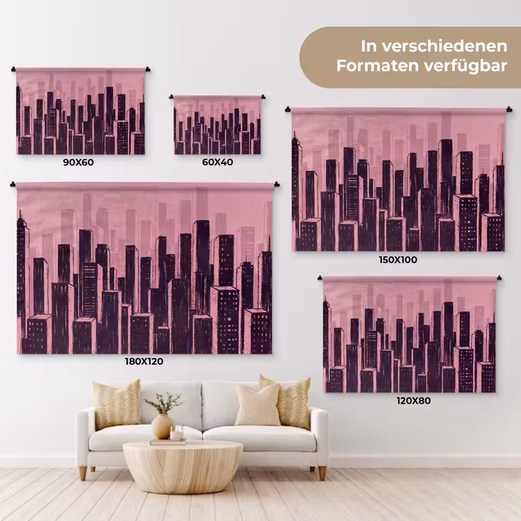 Wandteppich - Stadt – Abstrakt – Rosa — 8