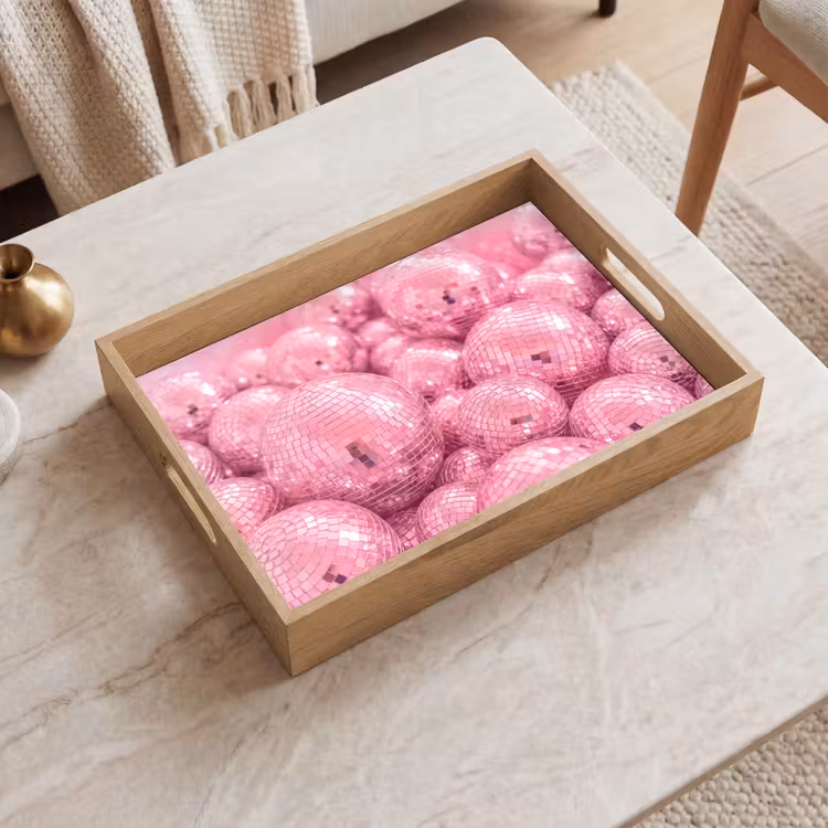Tablett - Rosa Discokugeln — 2