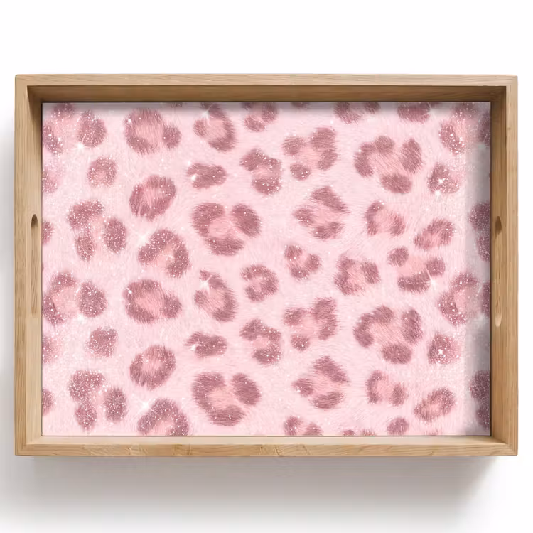 Tablett - Rosa Tiermuster – Glitzer — 1