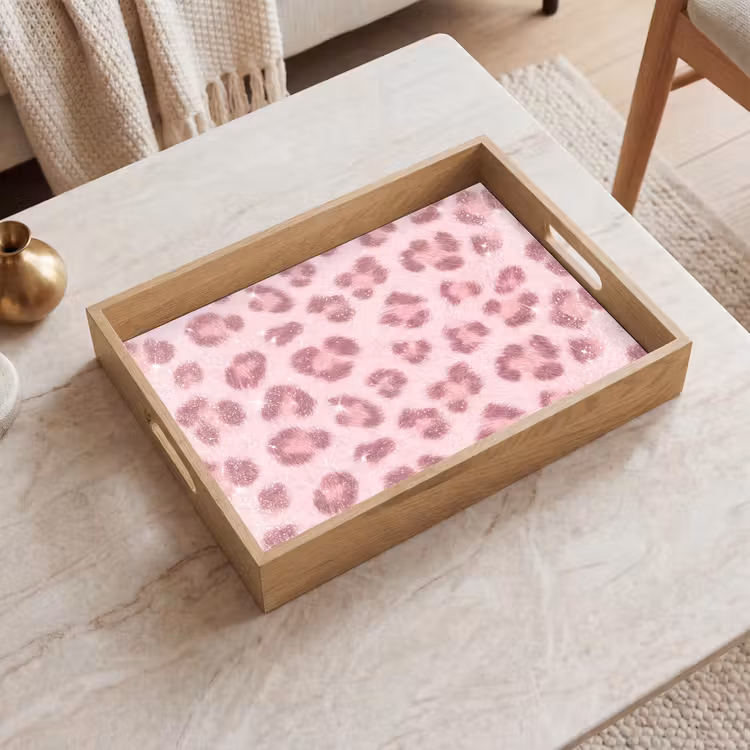 Tablett - Rosa Tiermuster – Glitzer — 2