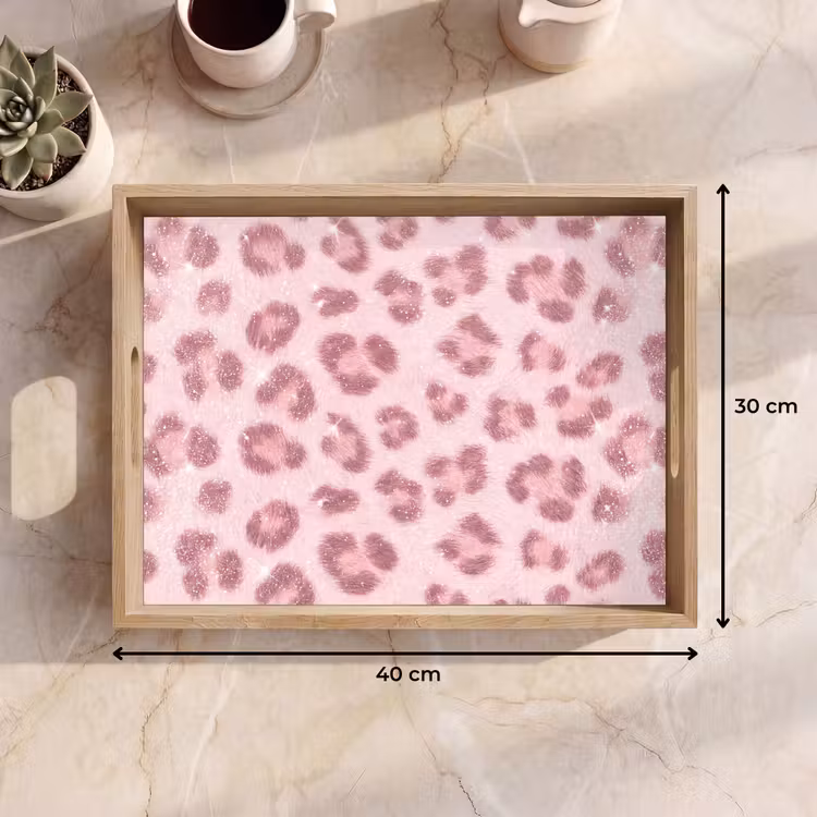 Tablett - Rosa Tiermuster – Glitzer — 9