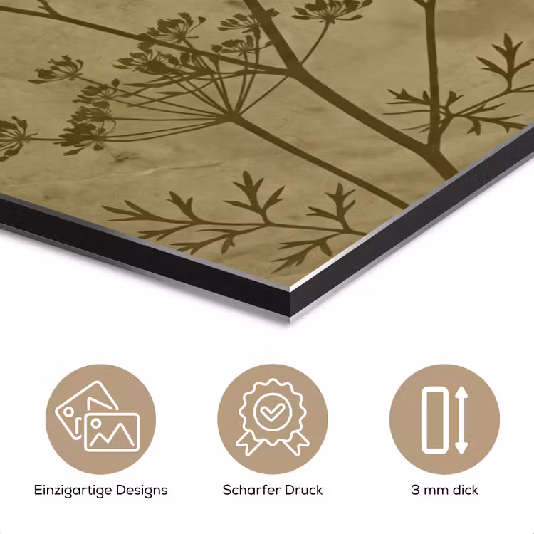 Alu-Dibond-Bild - Blumen – Schrift – Grün — 7