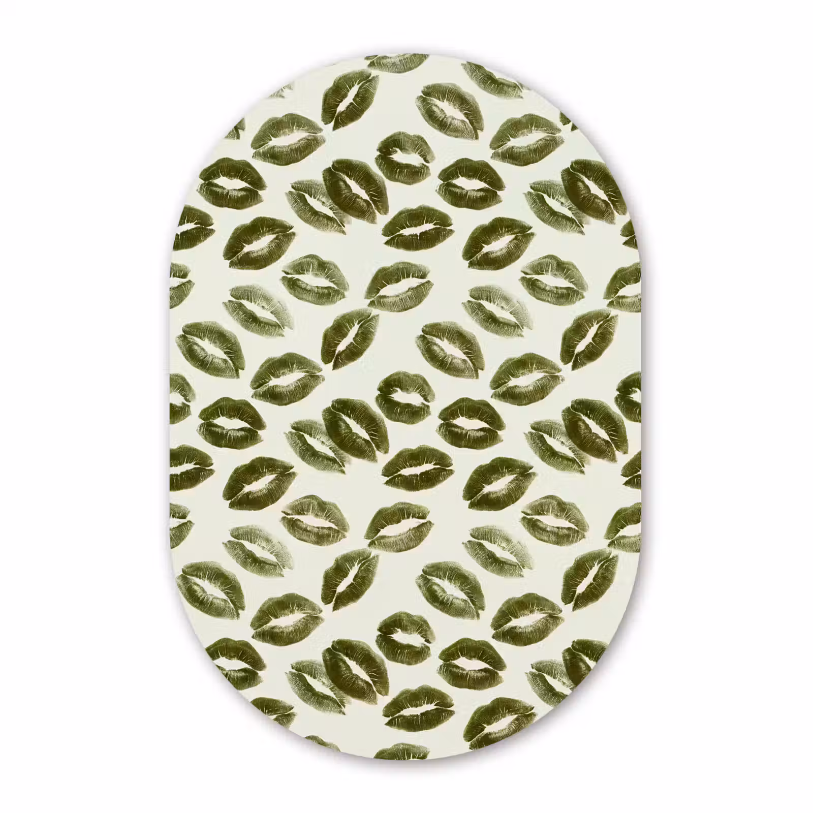 Alu-Dibond-Bild Oval - Kuss – Muster – Grün — 1