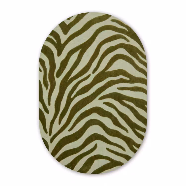 Alu-Dibond-Bild Oval - Zebramuster – Grün – Modern — 1
