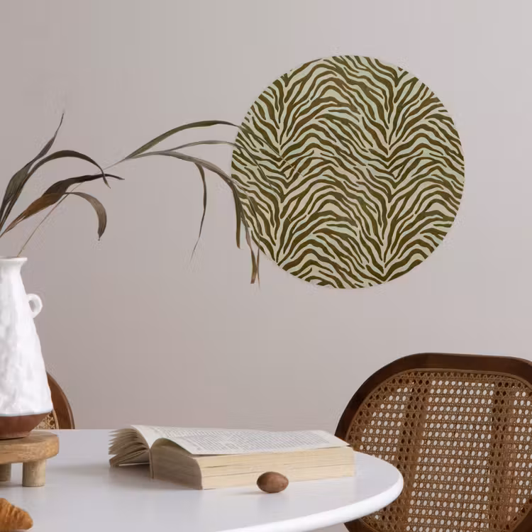 Runde Tapete - Zebra-Muster – Grün – Modern — 4