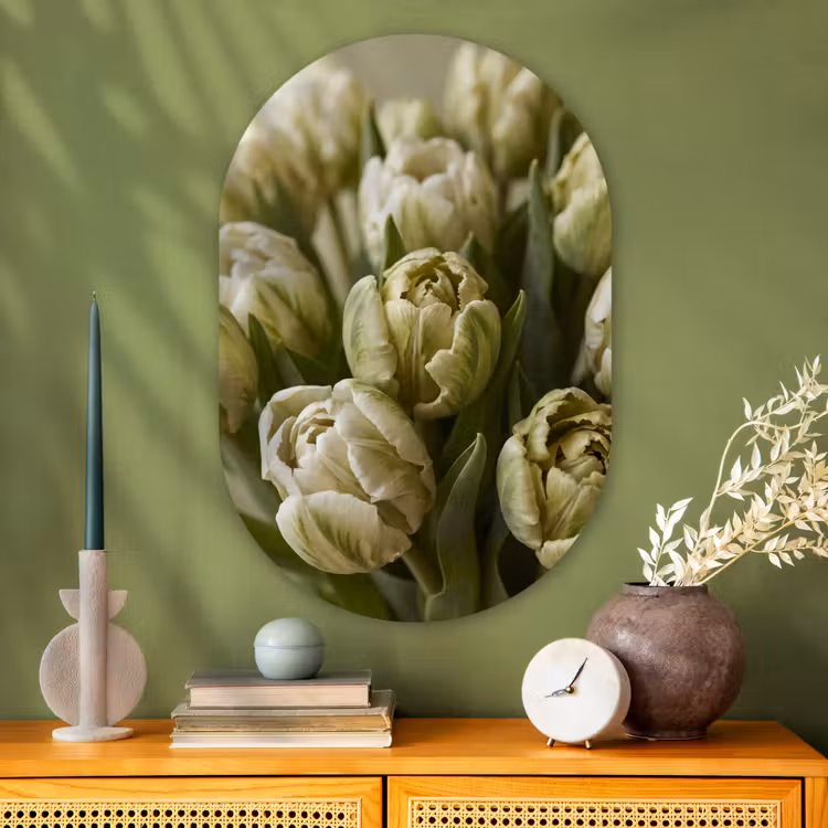 Glasbild Oval - Blumen – Grün – Natur — 2