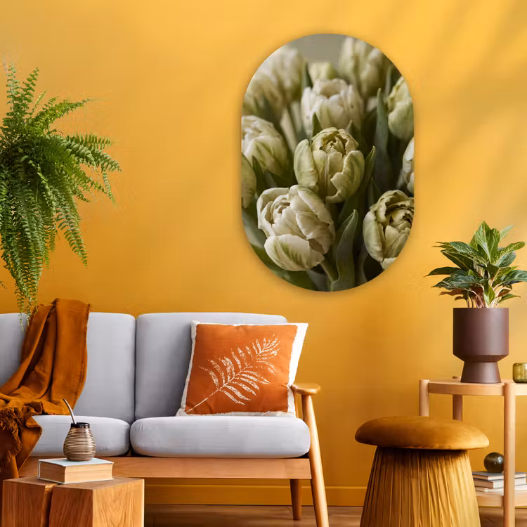 Glasbild Oval - Blumen – Grün – Natur — 3
