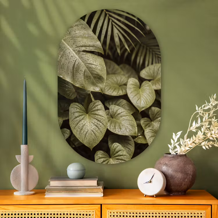 Glasbild Oval - Grüne Blätter – Natur — 2