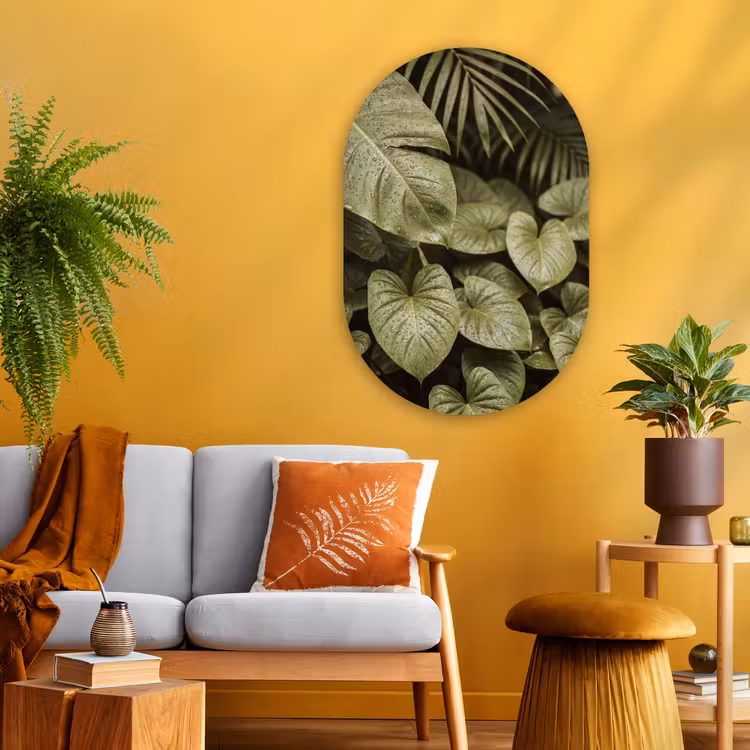 Glasbild Oval - Grüne Blätter – Natur — 3