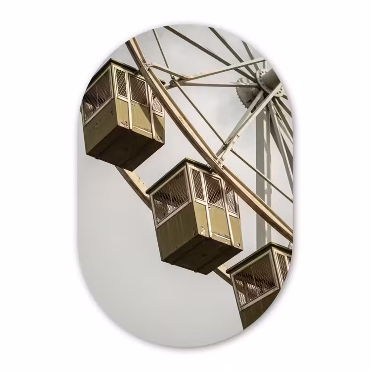 Glasbild Oval - Riesenrad – Attraktion – Grün — 1