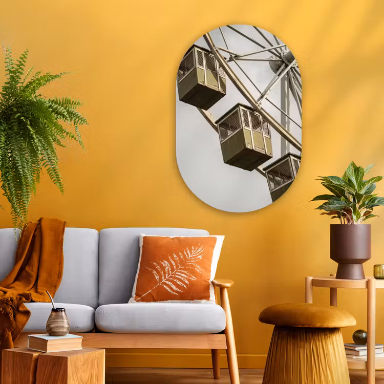 Glasbild Oval - Riesenrad – Attraktion – Grün — 3