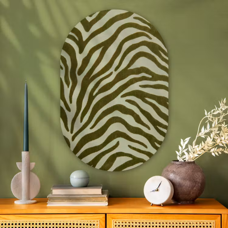 Glasbild Oval - Zebramuster – Grün – Modern — 2