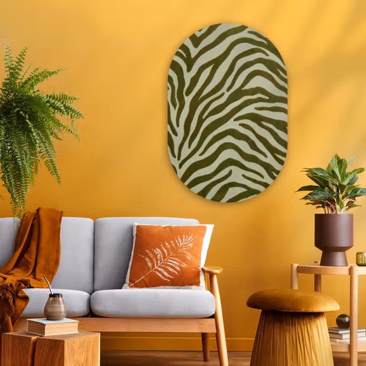 Glasbild Oval - Zebramuster – Grün – Modern — 3