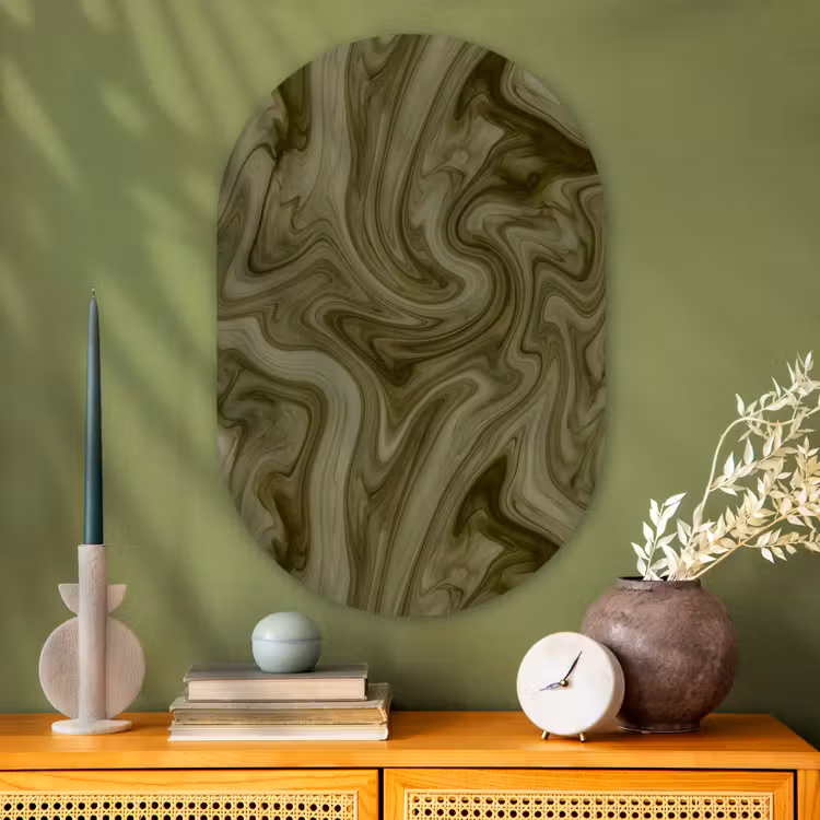 Glasbild Oval - Zusammenfassung – Grün – Modern — 2