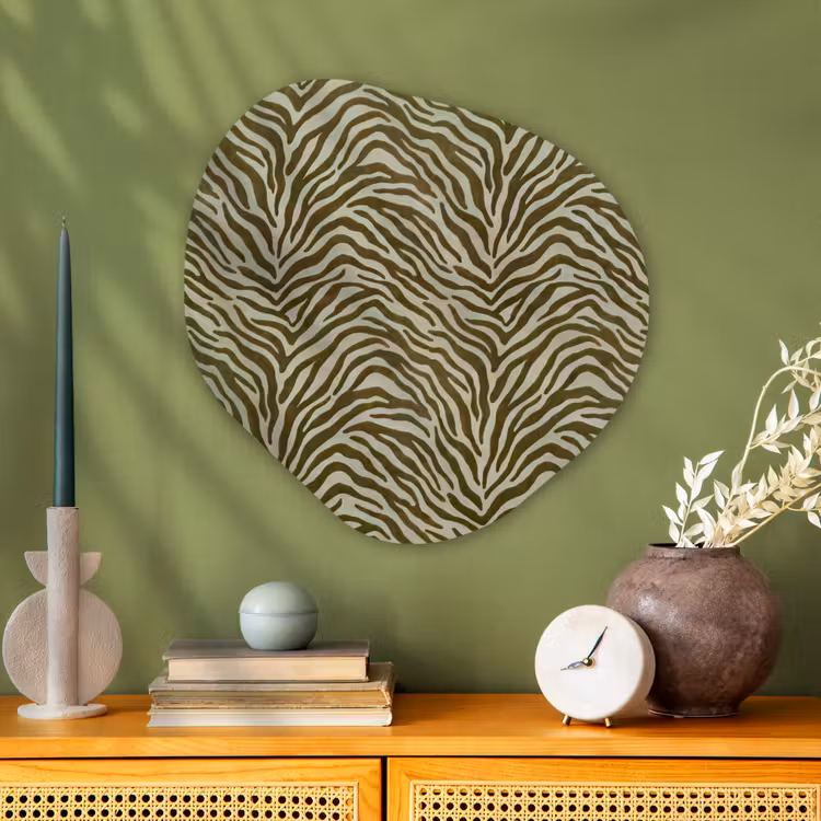 Glasbild Organische Form - Zebra-Muster – Grün – Modern — 2