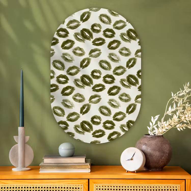 Glasbild Oval - Kuss – Muster – Grün — 2