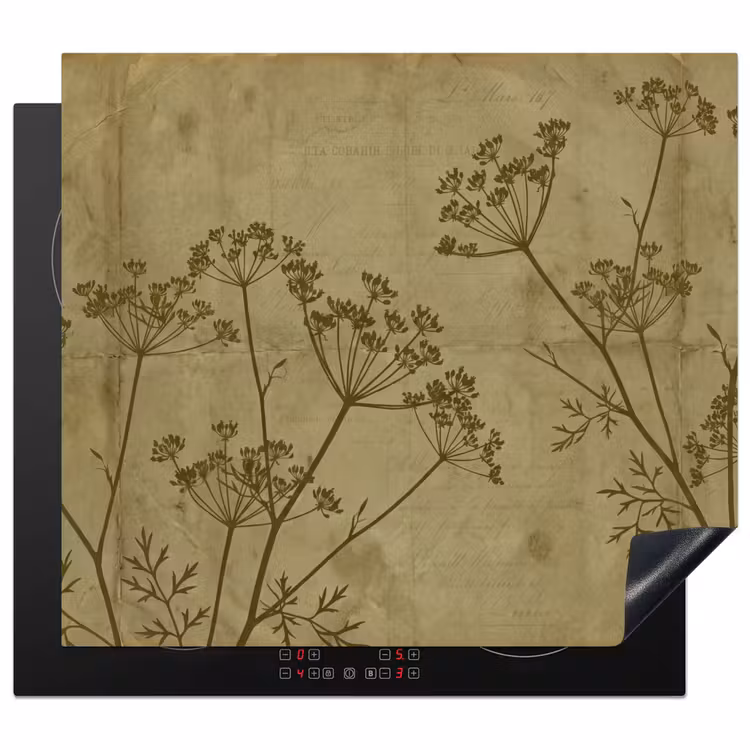 Herdabdeckplatte - Blumen – Schrift – Grün — 1